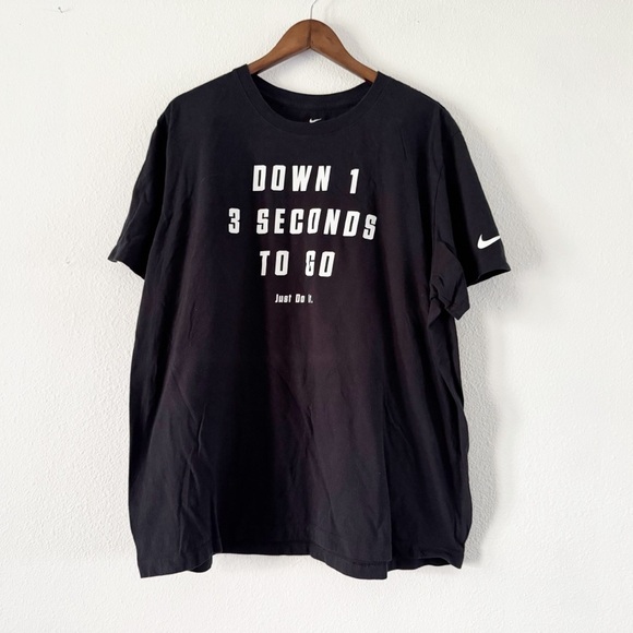 Nike Men's Down 1 3 Seconds To Go Just Do It JDI Swoosh Basketball Gym Black XXL - Picture 1 of 6